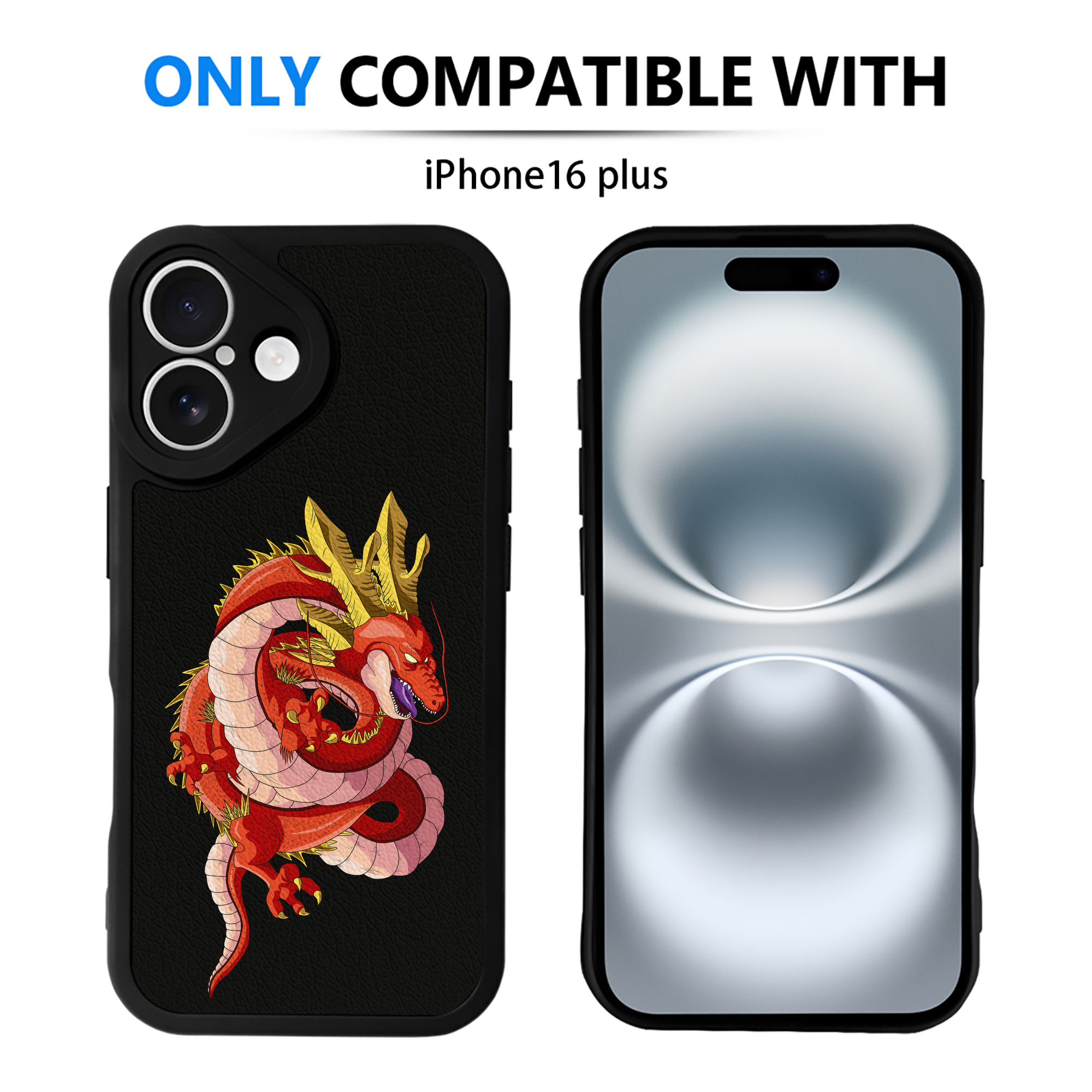 （画像用） ドラゴンボール 神龍 シェンロン DRAGON BALL Shenron 【iPhone 16シリーズ対応】シリコンスマホケース（レザー調） 材質：シリコン